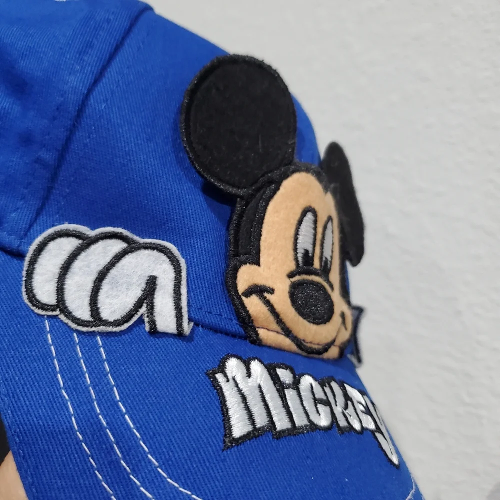 Disney Mickey Mouse Peek A Boo Ears Adjustable Hat Cap One Size Boys Girls Blue